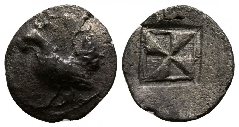 Sicily. Himera 530-483 BC.
Litra AR

11mm., 0,90g.

Cock standing left / Mi...