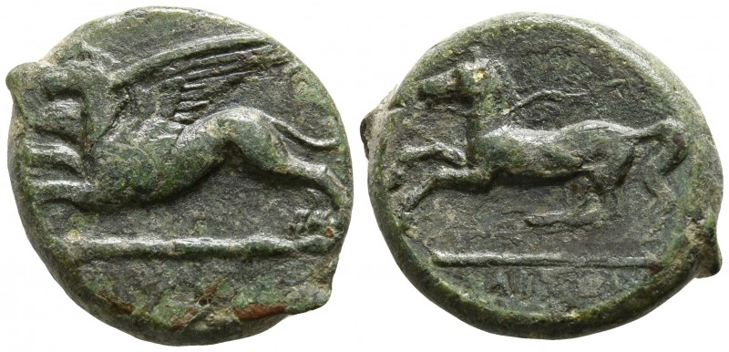 Sicily. "Kainon" circa 365-360 BC.
Bronze Æ

21mm., 7,46g.

Griffin running...