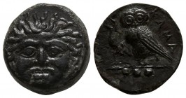 Sicily. Kamarina 420-405 BC. Tetras Æ