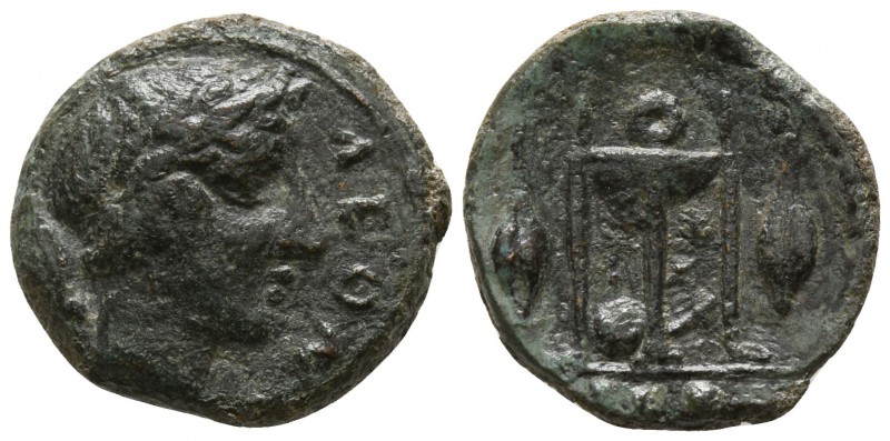 Sicily. Leontinoi circa 405-402 BC.
Tetras Æ

13mm., 2,02g.

ΛΕΟΝ, head of ...