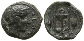 Sicily. Leontinoi circa 405-402 BC. Tetras Æ