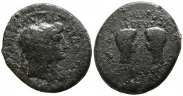 Lydia. Magnesia ad Sipylos  . Augustus with Livia 27-14 BC. Bronze Æ