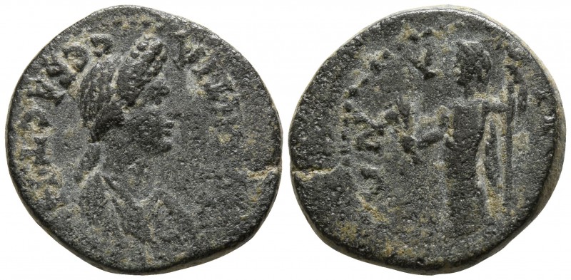Lydia. Tralleis. Domitia AD 82-96.
Bronze Æ

17mm., 5,48g.

ΔOMITIA CEBACTH...