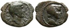 Caria. Alabanda. Augustus with Livia circa 27 BC-14 AD. Bronze Æ