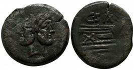 Cluvius Saxula 169-158 BC. Rome. As Æ, Uncial standard.