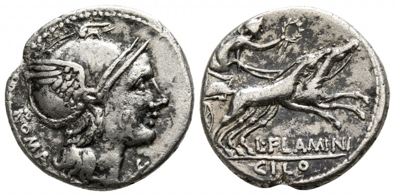 L. Flaminius Chilo 109-108 BC. Rome
Denarius AR

17mm., 3,79g.

Helmeted he...