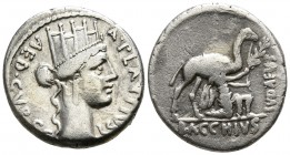 A. Plautius  55 BC. Rome. Denarius AR