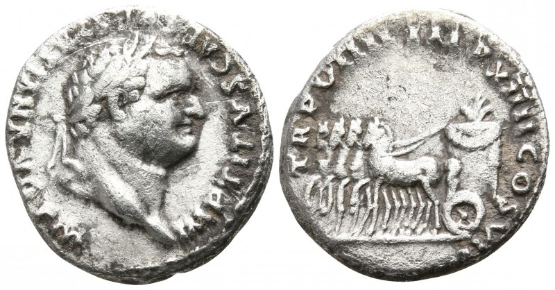 Titus AD 79-81. Rome
Denarius AR

15mm., 3,65g.

IMP TITVS CAES VESPASIAN A...