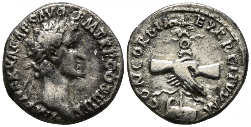 Nerva AD 96-98. Rome
Denarius AR

16mm., 3,42g.

IMP NERVA CAES AVG P M TR ...