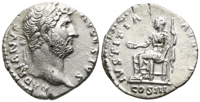 Hadrian AD 117-138. Rome
Denarius AR

17mm., 3,05g.

HADRIANVS AVGVSTVS, la...
