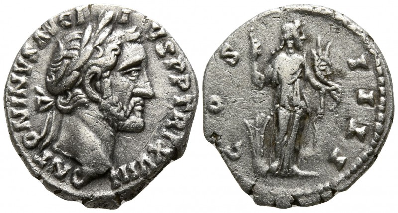 Antoninus Pius AD 138-161. Rome
Denarius AR

17mm., 2,55g.

ANTONINVS AVG P...