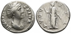 Diva Faustina AD 140-141. Rome. Denarius AR