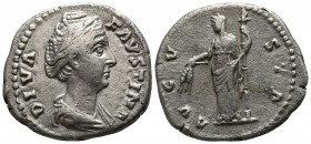 Diva Faustina AD 140-141. Rome. Denarius AR