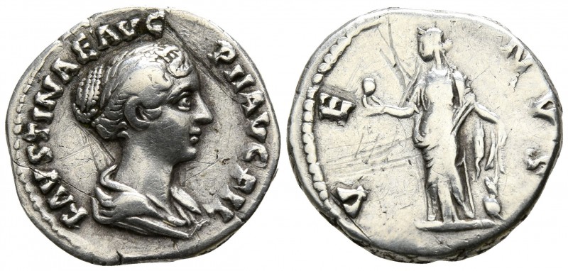 Faustina II AD 147-175. Rome
Denarius AR

17mm., 3,35g.

FAVSTINAE AVG PII ...