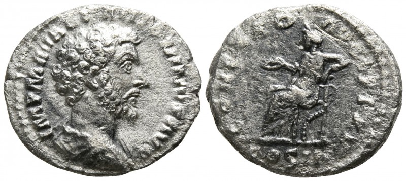 Marcus Aurelius AD 161-180. Rome
Denarius AR

18mm., 2,47g.

IMP M AVREL AN...