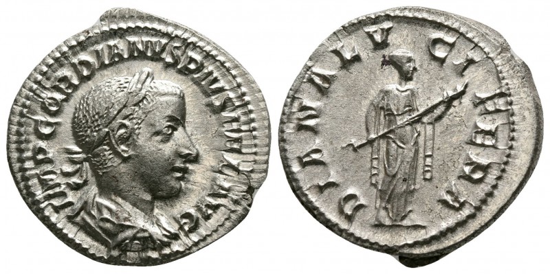 Gordian III. AD 238-244. Rome
Denarius AR

19mm., 3,83g.

IMP GORDIANVS PIV...