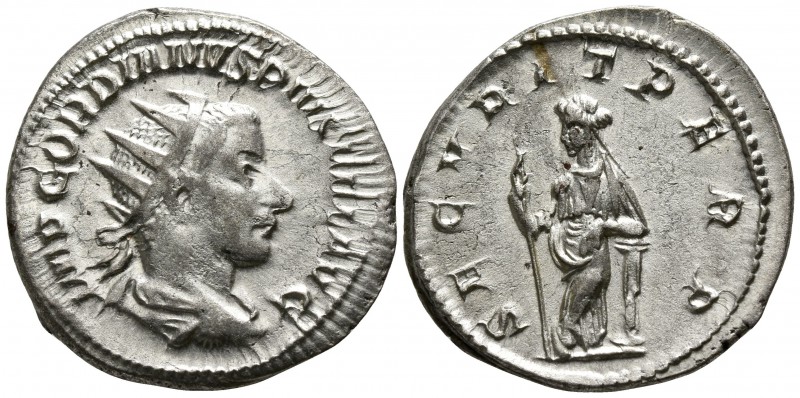 Gordian III. AD 238-244. Rome
Antoninianus AR

21mm., 4,04g.

IMP GORDIANVS...