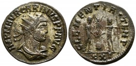 Carinus AD 283-285. Cyzicus. Antoninianus Æ silvered