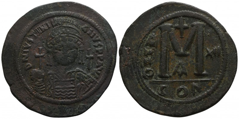 Justinian I. AD 527-565. Constantinople
Follis Æ

42mm., 22,49g.

DN IVSTIN...