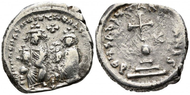 Heraclius with Heraclius Constantine AD 610-641. Constantinople
Hexagram AR

...