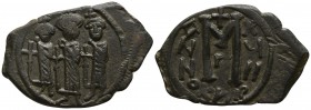 Heraclius & H.Constantine & Martina AD 610-641.  Uncertain mint in Cyprus. Follis Æ
