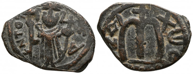 Constans II. AD 641-668. Constantinople
Follis Æ

21mm., 4,05g.

ЄN TOVTO N...