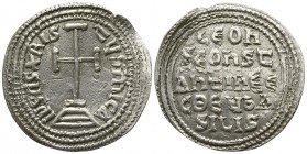 Leo III the "Isaurian", with Constantine V. AD 717-741. Constantinople. Miliaresion AR