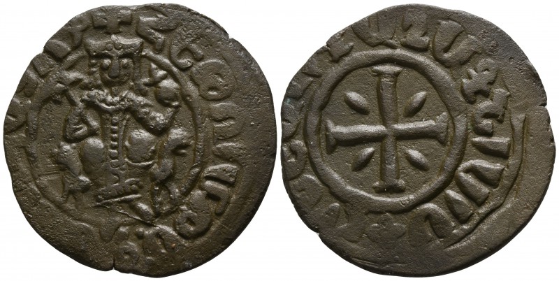 Levon III AD 1301-1307. Sis
Tank AE

28mm., 7,44g.

Hetoum seated facing on...