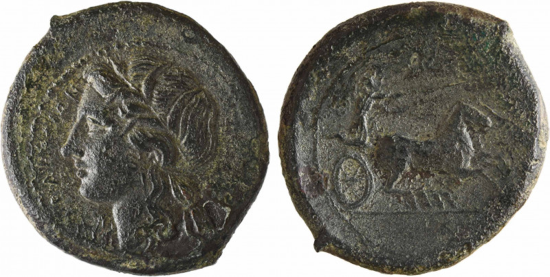 Sicile, Syracuse, Hiketas, hémilitron, c.288 av. J.-C
A/ΣYPAKOΣΙΩN
Tête de Per...
