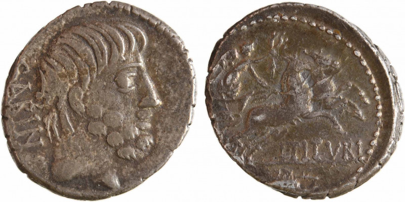Tituria, denier, Rome, 89 av. J.-C.
A/SABIN
Tête nue du Roi Tatius à droite ; ...