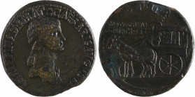 Agrippine Mère (sous Caligula), sesterce, Rome, 40-41
A/AGRIPPINA M F MAT C CAESARIS AVGVSTI
Buste drapé à droite
R/SPQR/ MEMORIAE/ AGRIPPINAE
Car...
