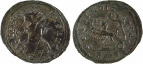 Probus, antoninien, Rome, 276-282
A/IMP PRO - BVS AVG
Buste radié à droite, cuirassé, vu de trois quarts en avant et tenant un sceptre
R/SOLI INVIC...