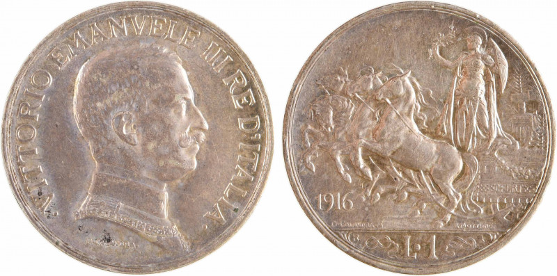 Italie (royaume d'), Victor-Emmanuel III, 1 lire, 1916 Rome
A/VITTORIO. EMANVEL...