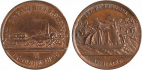 Algérie, médaille hybride, les premiers départs des colons et leur débarquement à Arzew, 1848 Paris
A/1ier DEPART DES COLONS// 8/ OCTOBRE 1848
Un ba...