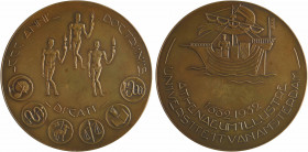Pays-Bas, tricentenaire de l'Université d'Amsterdam (Athenaeum Illustre), 1632-1932
A/CCC ANNI - DOCTRINIS// DICATI
Trois athlètes nus, debout, tena...