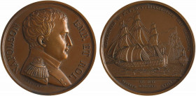 Royaume-Uni, Napoléon en exil à bord du Bellérophon, par Brenet, 1815 Paris (refrappe)
A/NAPOLEON - BONAPARTE
Buste de l'Empereur en uniforme à droi...