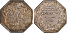 Louis XVIII, commerce de charbon de bois, 1820 Paris
Une péniche sur la Seine devant des tours de carbonisation dans une forêt
Dans une couronne de ...