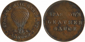 Royaume-Uni, Sparrow marchand de Londres, token, c.1825
A/SPARROW NAIL MERCHANT// LONDON
Ballon avec deux aéronautes tenant des drapeaux inscrits S ...