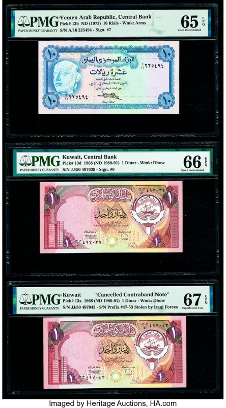 Armenia, Kuwait and Yemen Group Lot of 7 Graded Examples PMG Superb Gem Unc 68 E...