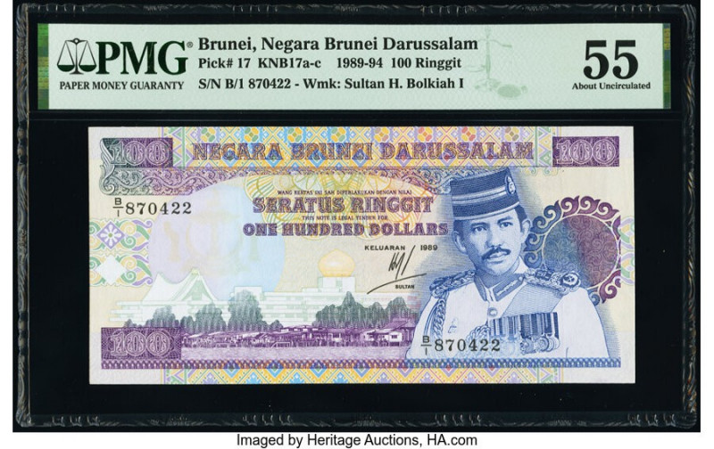 Brunei Negara Brunei Darussalam 100 Ringgit 1989 Pick 17 KNB17 PMG About Uncircu...