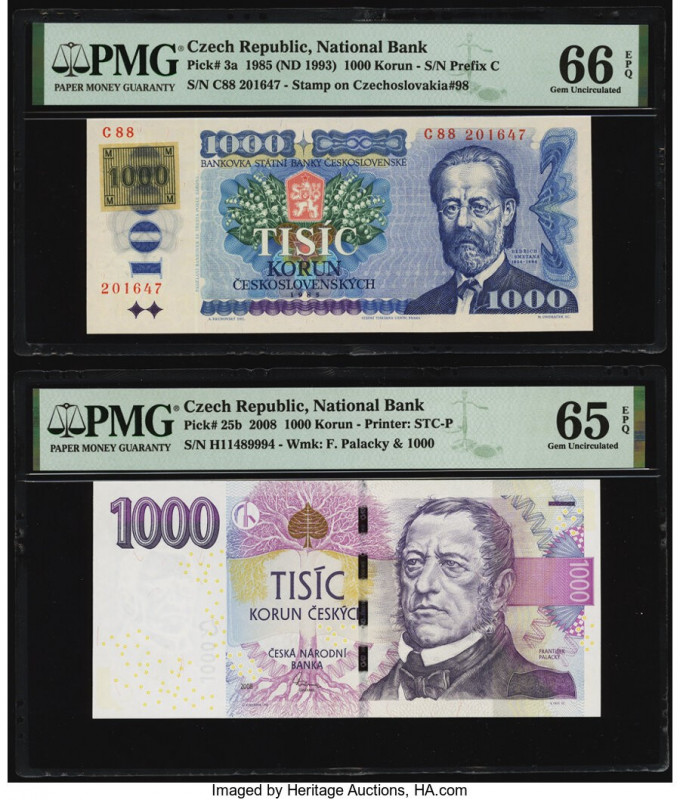 Czech Republic Czech National Bank 1000 Korun 1985 (ND 1993); 2008 Pick 3a; 25b ...