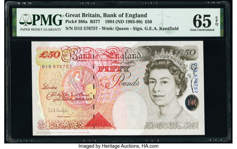 Great Britain Bank of England 50 Pounds 1994 (ND 1993-98) Pick 388a PMG Gem Unci...