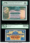 Hong Kong Hongkong & Shanghai Banking Corp. 10 Dollars 1.3.1955 Pick 179Ab KNB63 PMG About Uncirculated 55; Scotland Union Bank of Scotland Ltd. 1 Pou...