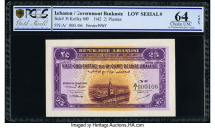 Lebanon Republique Libanaise 25 Piastres 1942 Pick 36 PCGS Choice Unc 64 OPQ. 

HID09801242017

© 2020 Heritage Auctions | All Rights Reserved