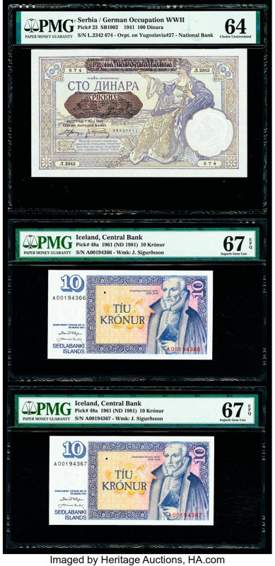Serbia, Iceland, Germany and Sweden Group Lot of 9 Graded Examples PMG Superb Ge...