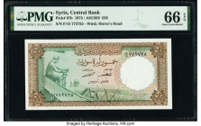 Syria Central Bank of Syria 50 Pounds 1973 / AH1393 Pick 97b PMG Gem Uncirculated 66 EPQ. 

HID09801242017

© 2020 Heritage Auctions | All Rights Rese...