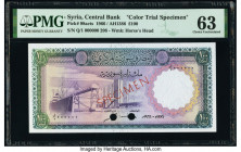 Syria Central Bank of Syria 100 Pounds 1966 / AH1386 Pick 98acts Color Trial Specimen PMG Choice Uncirculated 63. Previously mounted, two POCs.

HID09...