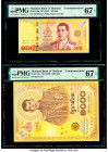 Thailand Bank of Thailand 100; 1000 Baht ND (2020) Pick 140a; 141a Two Commemorative Examples PMG Superb Gem Unc 67 EPQ (2). 

HID09801242017

© 2020 ...