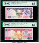 United Arab Emirates Central Bank 50; 100 Dirhams 2006 / AH1427 Pick 29b; 30c Two Examples PMG Gem Uncirculated 66 EPQ; Gem Uncirculated 65 EPQ. 

HID...