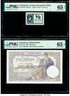 Yugoslavia German Occupation 50 Cent = 1/2 (Lira) 28.11.1944 Pick R16 PMG Gem Uncirculated 65 EPQ; Yugoslavia National Bank 10; 100 Dinara 22.9.1939; ...